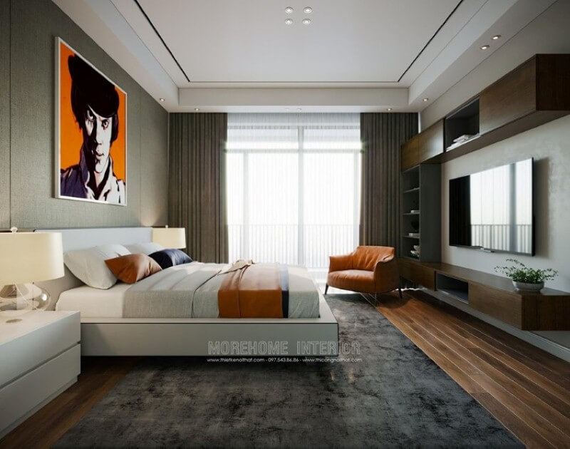 Thiết kế nội thất phòng ngủ hiện đại, đẹp sang trọng dành cho chủ nhân yêu thích sự trẻ trung năng động. Thiết kế nội thất chung cư