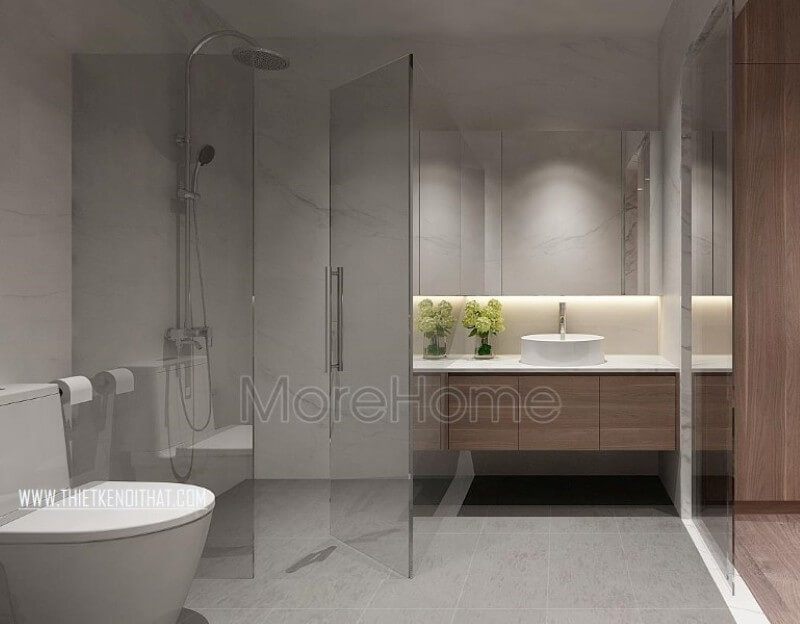 Đá ốp tủ lavavo nhân tạo solid surface được coi là dòng chất liệu hoàn hảo cho khu vực nhạy cảm như ở không gian phòng tắm